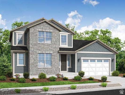 1275 W 2325 S, Syracuse, UT 84075 - craftsman-style home with stone siding, an attached garage, and driveway