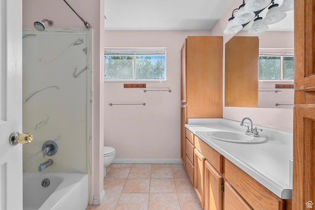 3548 E Wasatch Hills Ln S, Cottonwood Heights, UT 84121 - bathroom featuring vanity, plenty of natural light, shower / washtub combination, and tile patterned flooring