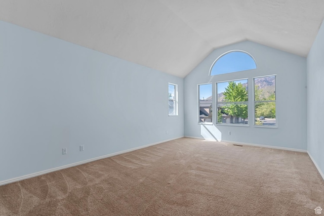 3548 E Wasatch Hills Ln S, Cottonwood Heights, UT 84121 - carpeted empty room with lofted ceiling and baseboards