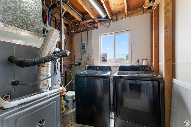 4323 W Benview Dr, West Valley City, UT 84120 - laundry area with washer and clothes dryer and heating unit