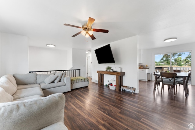4323 W Benview Dr, West Valley City, UT 84120 - living room featuring ceiling fan and dark wood finished floors
