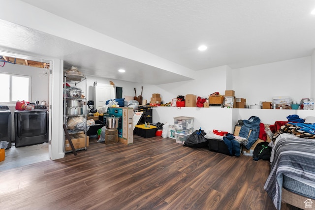 4323 W Benview Dr, West Valley City, UT 84120 - basement with wood finished floors, washer and clothes dryer, and recessed lighting