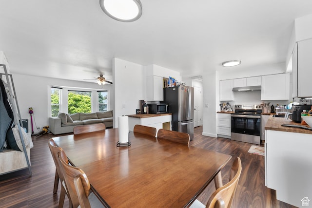 4323 W Benview Dr, West Valley City, UT 84120 - dining room featuring dark wood-style flooring and a ceiling fan