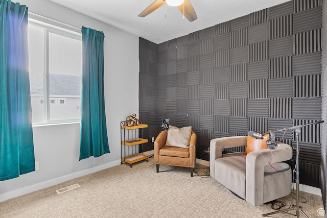 7603 S Scenic Maple Dr S, West Jordan, UT 84081 - living area featuring a ceiling fan and carpet