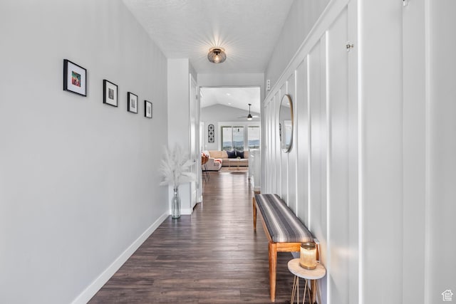 7603 S Scenic Maple Dr S, West Jordan, UT 84081 - corridor with lofted ceiling and dark wood-style floors