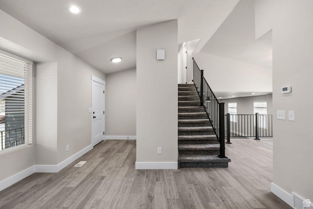 155 N 1600 W, West Point, UT 84015 - foyer entrance featuring wood finished floors, stairway, and recessed lighting
