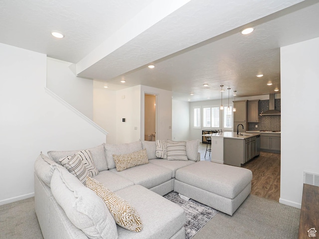 609 E 460 S, American Fork, UT 84003 - living room with carpet flooring and recessed lighting