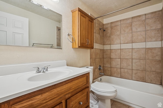 1516 S Lost Colt Dr, Heber City, UT 84032 - full bathroom with vanity, bathing tub / shower combination, a textured ceiling, and tile patterned floors