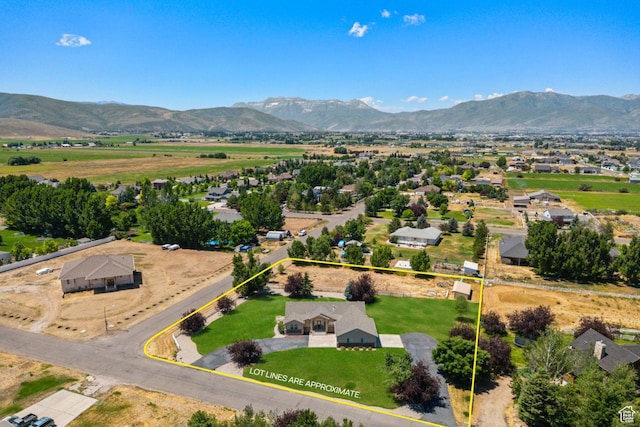 1516 S Lost Colt Dr, Heber City, UT 84032 - aerial view of property and surrounding area with a mountain backdrop and property parcel outlined