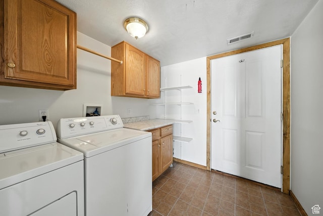 3036 S Dovetail Dr, West Valley City, UT 84128 - laundry room with cabinet space, washing machine and clothes dryer, and dark tile patterned floors