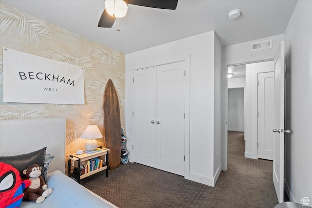 5137 W Stockfield Ln, Herriman, UT 84096 - carpeted bedroom featuring a closet and a ceiling fan
