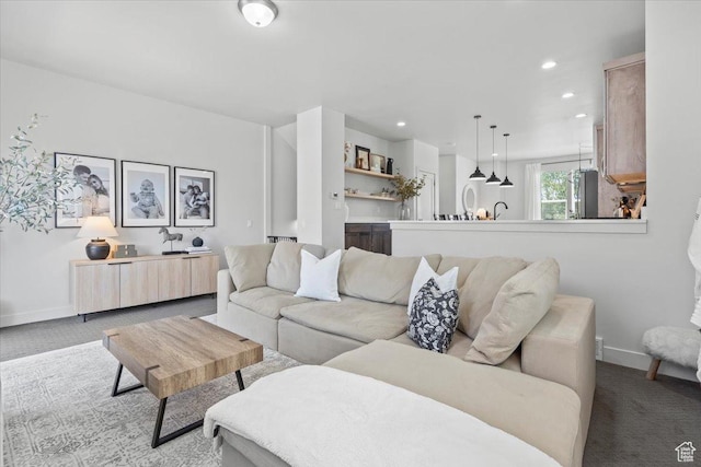 5137 W Stockfield Ln, Herriman, UT 84096 - carpeted living room with baseboards and recessed lighting