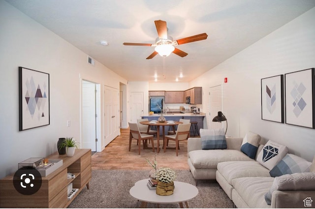 796 E 500 S, American Fork, UT 84003 - living room with ceiling fan and light wood finished floors