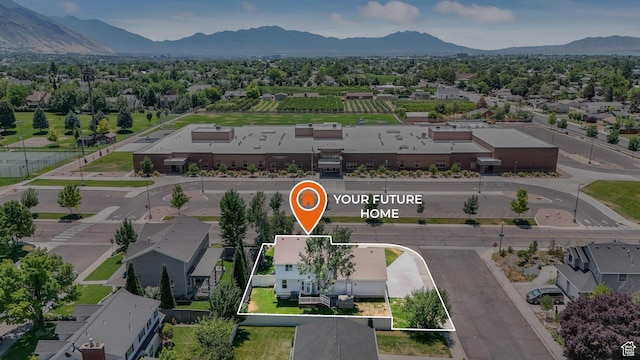 859 E 200 N, Orem, UT 84097 - aerial view of residential area featuring property boundaries highlighted and a mountainous background