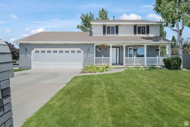 859 E 200 N, Orem, UT 84097 - traditional-style home featuring a garage, driveway, a porch, a front yard, and brick siding