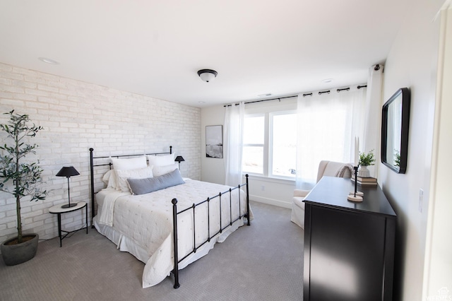 11556 S Watercourse Rd, South Jordan, UT 84009 - bedroom featuring brick wall and light colored carpet