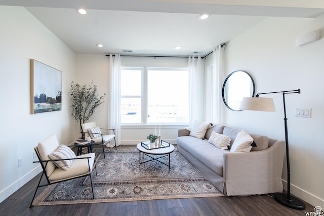 11556 S Watercourse Rd, South Jordan, UT 84009 - living area with dark wood-style flooring and recessed lighting