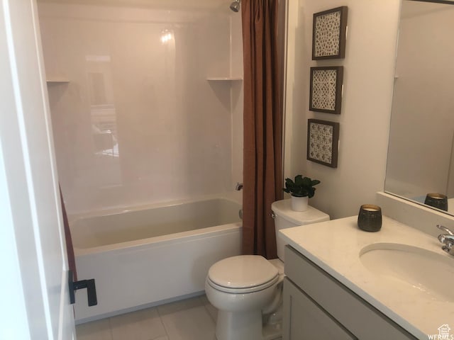 11556 S Watercourse Rd, South Jordan, UT 84009 - full bathroom with vanity, shower / bathtub combination with curtain, and tile patterned floors