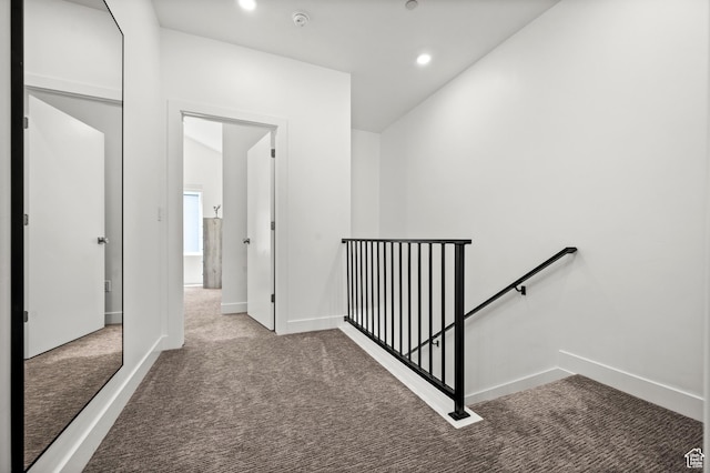 765 N 400 W Unit 205, Salt Lake City, UT 84103 - hall with an upstairs landing, carpet flooring, and recessed lighting