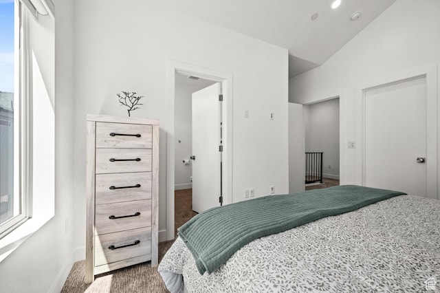 765 N 400 W Unit 205, Salt Lake City, UT 84103 - bedroom with carpet and vaulted ceiling