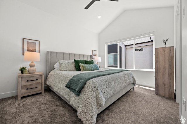 765 N 400 W Unit 205, Salt Lake City, UT 84103 - bedroom featuring carpet flooring, lofted ceiling, and a ceiling fan