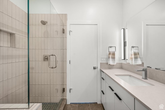 765 N 400 W Unit 205, Salt Lake City, UT 84103 - full bath featuring vanity, a stall shower, and tile patterned floors