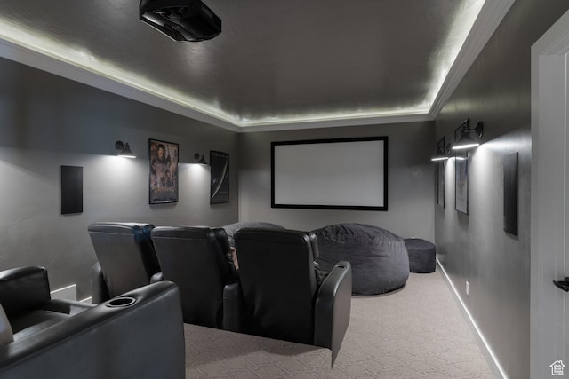 1557 S Stone Cliff Dr, St George, UT 84790 - carpeted cinema room with a tray ceiling and crown molding