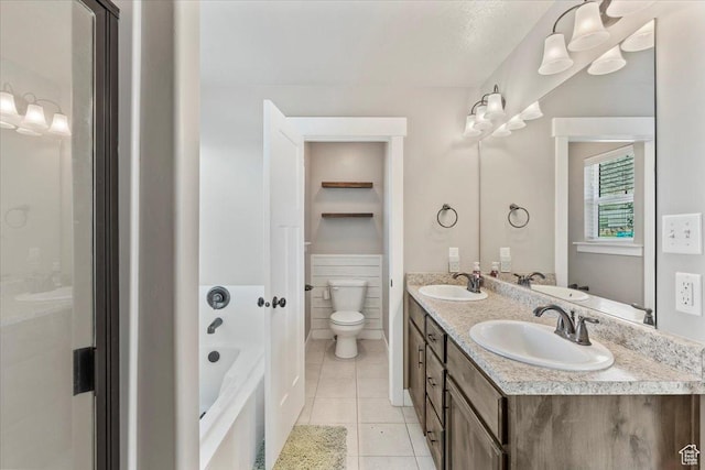 1608 S Terrace Rd, Saratoga Springs, UT 84045 - full bathroom featuring tile patterned floors, double vanity, and a bathtub