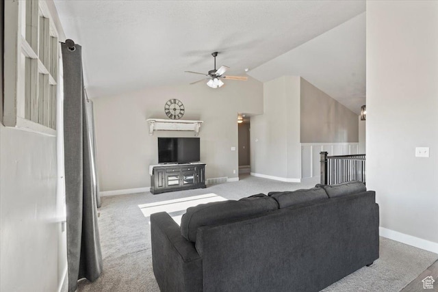 1608 S Terrace Rd, Saratoga Springs, UT 84045 - carpeted living area featuring ceiling fan and vaulted ceiling