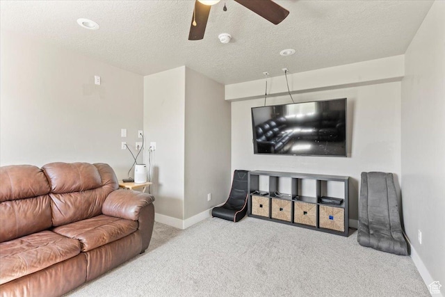 1608 S Terrace Rd, Saratoga Springs, UT 84045 - carpeted living area featuring ceiling fan and a textured ceiling