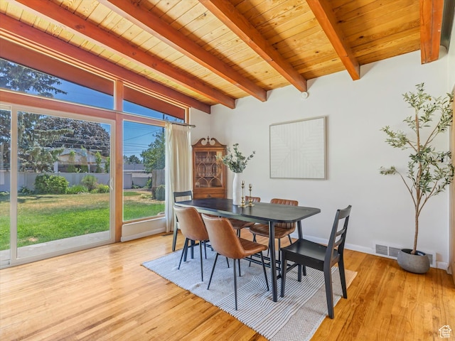 2848 E Loran Heights Dr, Millcreek, UT 84109 - dining area featuring wood ceiling and light wood-style floors