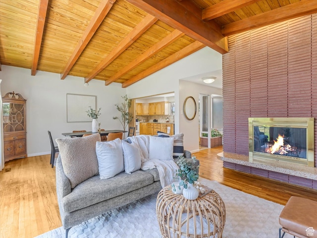 2848 E Loran Heights Dr, Millcreek, UT 84109 - living area featuring light wood-type flooring, a brick fireplace, and wood ceiling