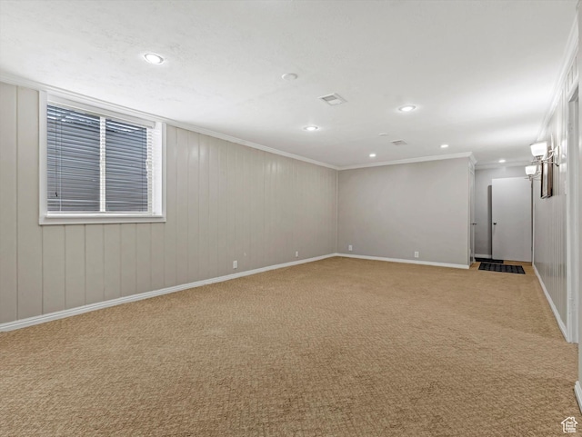 2848 E Loran Heights Dr, Millcreek, UT 84109 - empty room with light carpet, crown molding, and recessed lighting