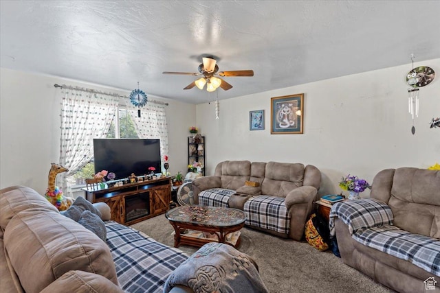 5987 S Salem Cir, Salt Lake City, UT 84118 - living room featuring carpet flooring and ceiling fan