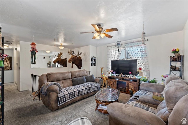 5987 S Salem Cir, Salt Lake City, UT 84118 - carpeted living area with a ceiling fan