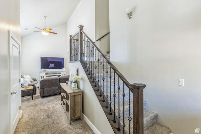 150 N 1100 E Unit 63, Washington, UT 84780 - stairs with ceiling fan, carpet floors, and vaulted ceiling
