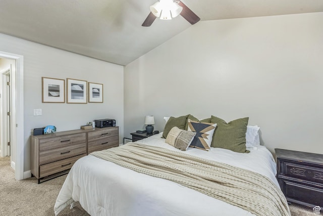 150 N 1100 E Unit 63, Washington, UT 84780 - bedroom featuring light carpet, vaulted ceiling, and ceiling fan