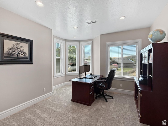 1645 E 6800 S, Uintah, UT 84405 - home office featuring light colored carpet, a textured ceiling, and recessed lighting