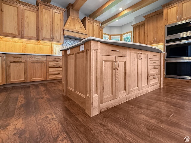 1645 E 6800 S, Uintah, UT 84405 - kitchen with beam ceiling, dark wood-style floors, appliances with stainless steel finishes, recessed lighting, and backsplash