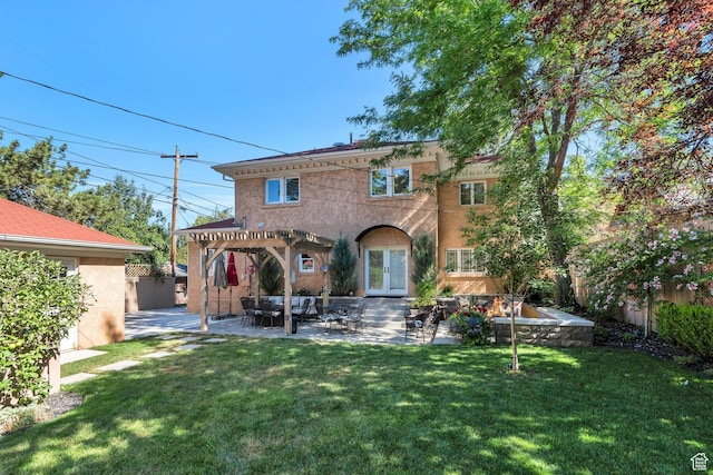 1120 E Yale Ave, Salt Lake City, UT 84105 - back of house featuring a pergola, a patio, stucco siding, and french doors