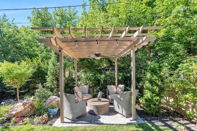 1120 E Yale Ave, Salt Lake City, UT 84105 - view of patio / terrace with a ceiling fan and a pergola