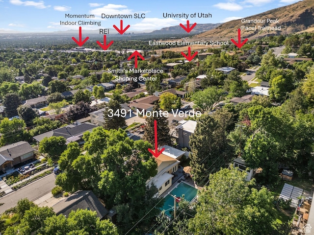 3491 S Monte Verde Dr E, Millcreek, UT 84109 - aerial view of residential area with a mountain backdrop