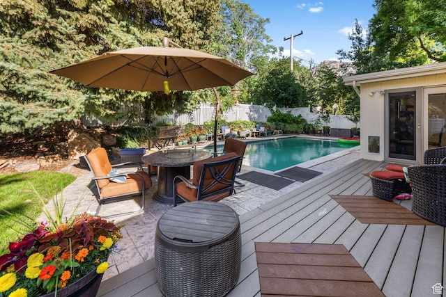 3491 S Monte Verde Dr E, Millcreek, UT 84109 - view of pool with a wooden deck and a fenced backyard