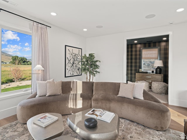 322 S 7900th St E Unit 5, Huntsville, UT 84317 - living area with wood finished floors, recessed lighting, and a mountain view