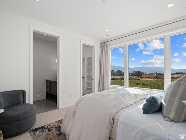 322 S 7900th St E Unit 5, Huntsville, UT 84317 - bedroom featuring a mountain view, recessed lighting, connected bathroom, and a spacious closet