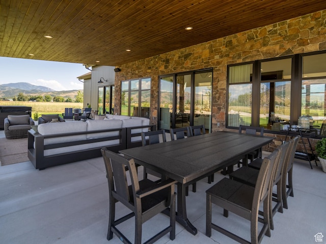 322 S 7900th St E Unit 5, Huntsville, UT 84317 - view of patio with an outdoor living space, a mountain view, and outdoor dining space