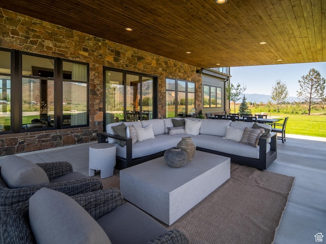 322 S 7900th St E Unit 5, Huntsville, UT 84317 - view of patio with an outdoor living space and a mountain view