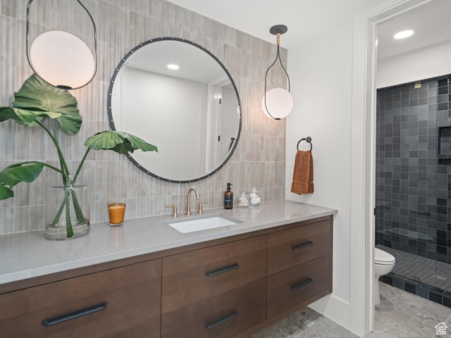 322 S 7900th St E Unit 5, Huntsville, UT 84317 - full bathroom with vanity, decorative backsplash, and a tile shower