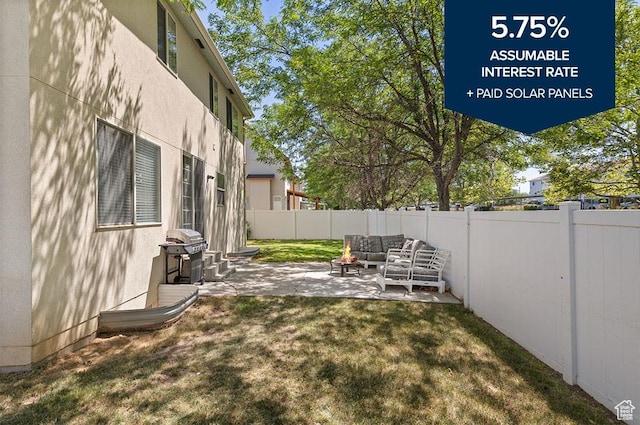 3584 S Autumn Gate Ct, Magna, UT 84044 - fenced backyard featuring an outdoor living space and a patio area
