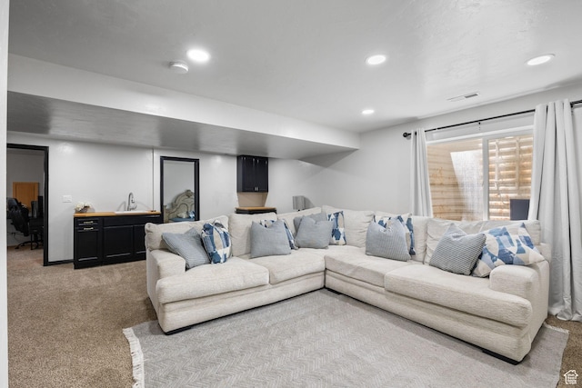 3584 S Autumn Gate Ct, Magna, UT 84044 - living area featuring light carpet and recessed lighting
